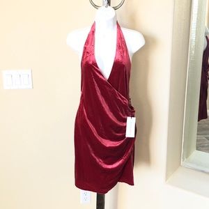 Red Velvet Halter Dress Small